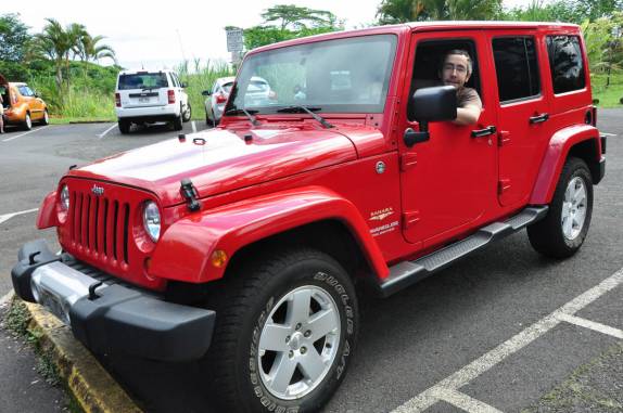 Nosso jipão em Big Island, no Hawaii (a Fiona que não veja essa foto!)